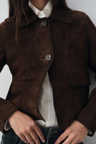 Veste courte 100 % daim - Marron