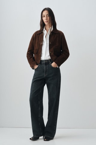 Veste courte 100 % daim - Marron