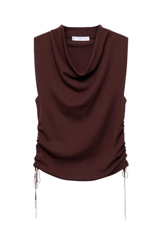 Top maille à fronces - Marron
