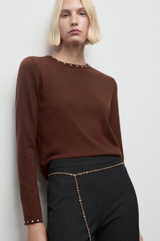 Pull-over maille clouté - Marron