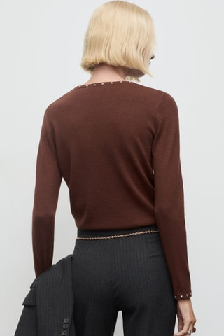 Pull-over maille clouté - Marron