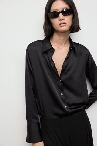 Chemise fluide satinée - Noir