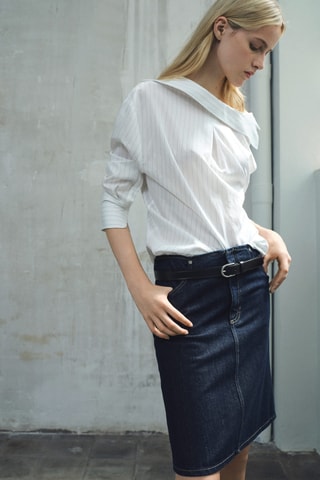 Jupe midi denim - Bleu