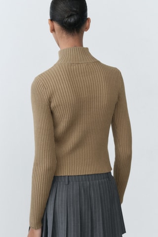 Pull-over col montant logo - Kaki