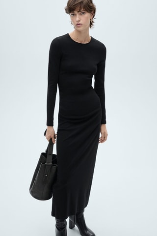 Robe midi coton - Noir