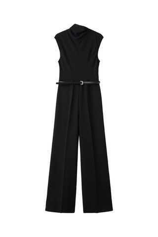 Combinaison col drapé ceinture - Noir