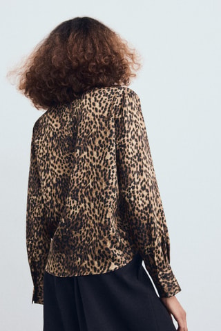 Chemise satinée léopard - Marron