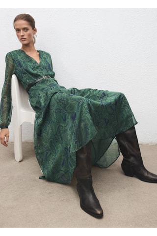 Robe imprimée avec ceinture - Vert