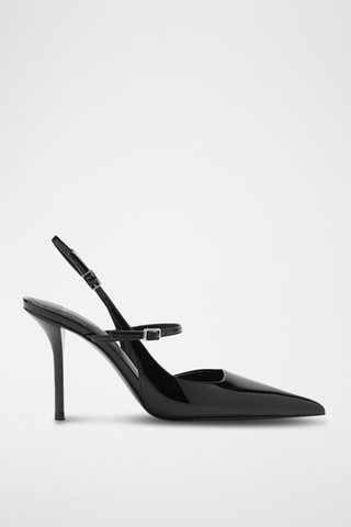 Chaussures à talon en cuir verni avec brides à boucle - Noir