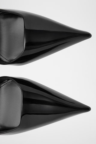 Chaussures à talon en cuir verni avec brides à boucle - Noir