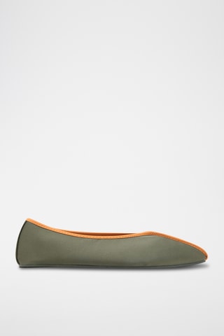 Ballerines en satin passepoil contrasté - Vert