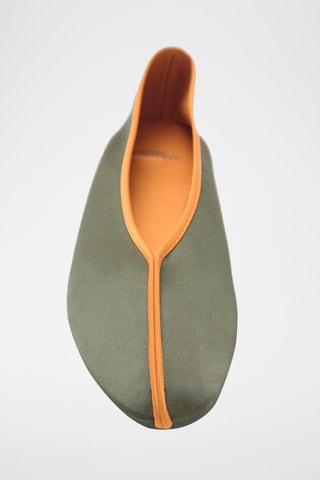 Ballerines en satin passepoil contrasté - Vert