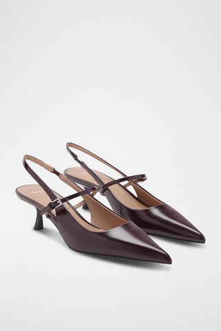 Chaussures vernies talon kitten heel - Marron