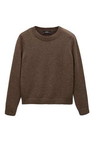 Pull-over laine col rond - Marron