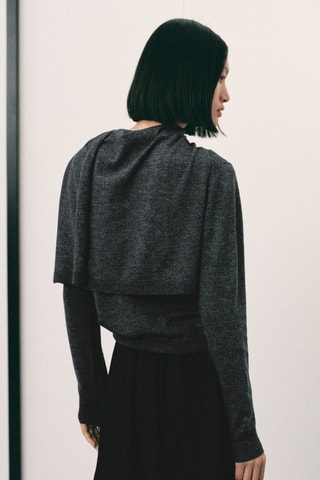 Pull-over bi-matière - Gris chiné