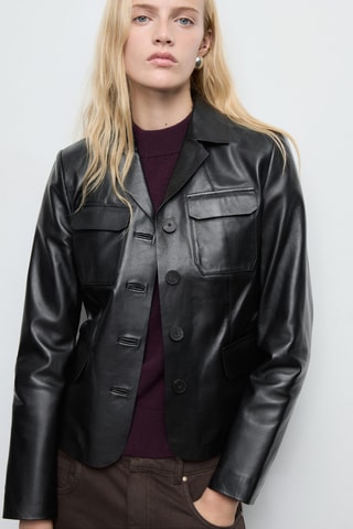 Blazer cuir poches - Noir