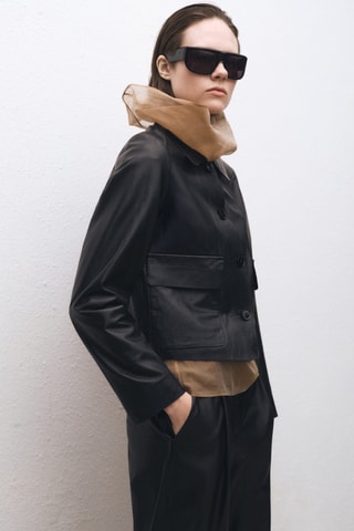 Veste cuir boutons - Noir