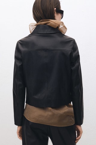 Veste cuir boutons - Noir