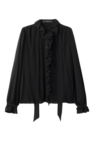 Blouse volants foulard - Noir