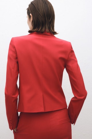 Blazer costume laine mélangée - Rouge