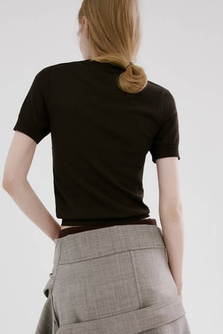 Pull en maille à manches courtes - Marron