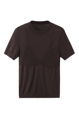 Pull en maille à manches courtes - Marron