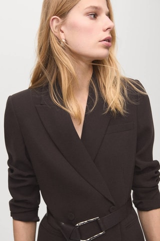 Robe blazer ceinture - Marron