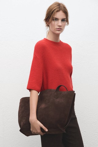Pull en maille manches trois quarts - Rouge