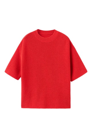 Pull en maille manches trois quarts - Rouge