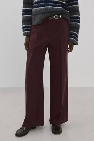 Pantalon droit avec ceinture - Bordeaux