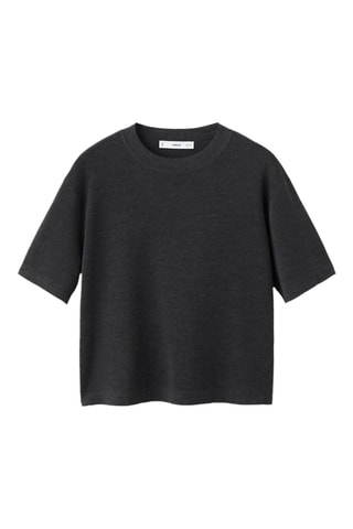 Pull-over laine manches courtes - Gris chiné