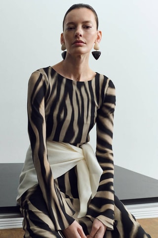 Robe évasée imprimé animal - Noir