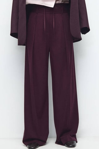 Pantalon à pinces combiné à la taille - Rouge