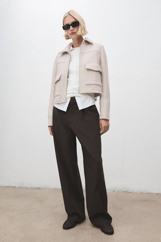 Veste laine à poches - Beige