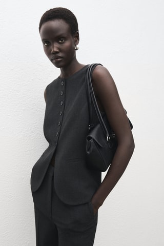 Gilet de costume à col rond - Gris