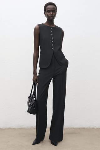 Gilet de costume à col rond - Gris