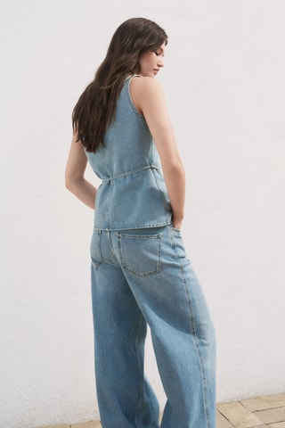 Gilet en jean boutons - Bleu