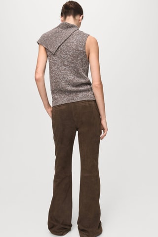 Gilet chiné col enveloppant - Gris clair