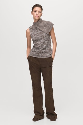 Gilet chiné col enveloppant - Gris clair