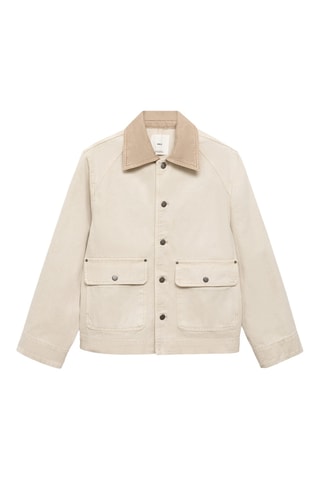 Parka en jean col contrasté - Écru