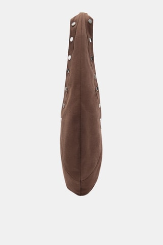 Sac porté épaule ovale à clous - Marron