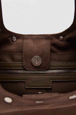 Sac porté épaule ovale à clous - Marron