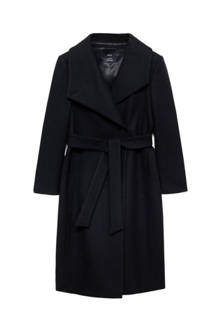 Manteau laine ceinture - Noir