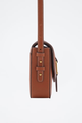 Sac bandoulière simili-cuir boucle - Marron