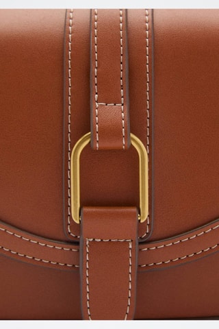 Sac bandoulière simili-cuir boucle - Marron