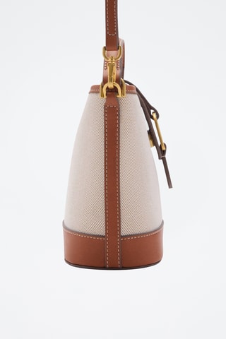 Sac seau en toile contrasté - Marron