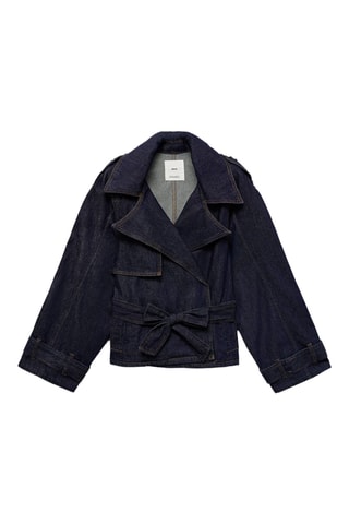 Trench court en jean ceinture - Bleu
