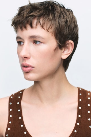 Top en maille à clous - Marron