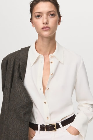 Chemise boutons bijoux - Écru