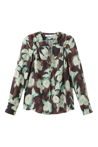 Blouse col en V à nœud - Vert